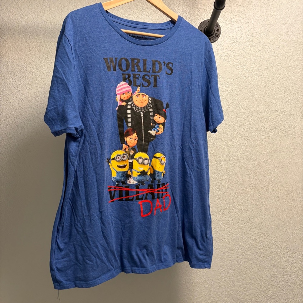 Universal Despicable me World’s Best Dad T-shirt men’s size XL Blue minion Tee